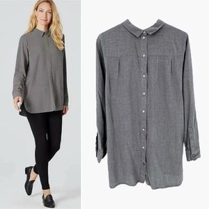 J.JILL | Peter Pan Collar Button Back Long Sleeve Tunic Shirt | M Tall